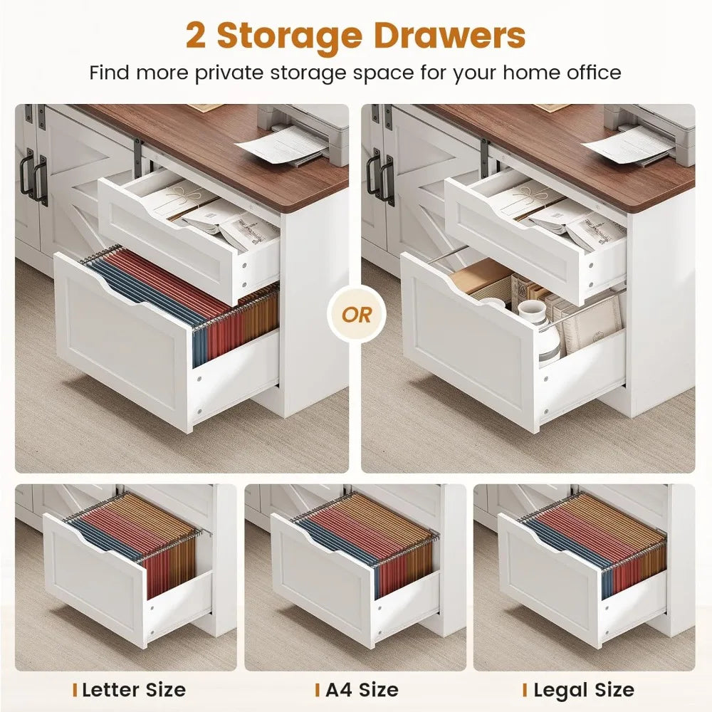 Farmhouse L Shaped Standing Desk, 55 inch Height Adjustable Corner Desk with Storage Drawers, Standing Computer Desks with