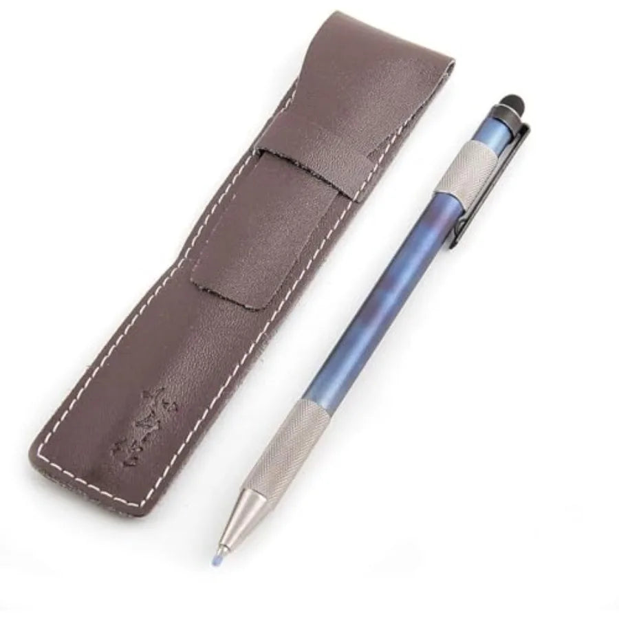 Titanium Bolt Action Pen Multi Function with Carry Bag Compatible with G2 Refill Blue - Ideal for Office School and Travel Use