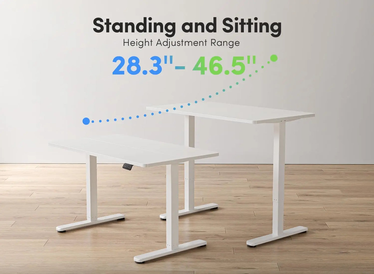 Electric, Height Adjustable Stand up Desk, 48 x 24 Inches Sit Stand Home Office Desk, Computer Desk, White, Customized