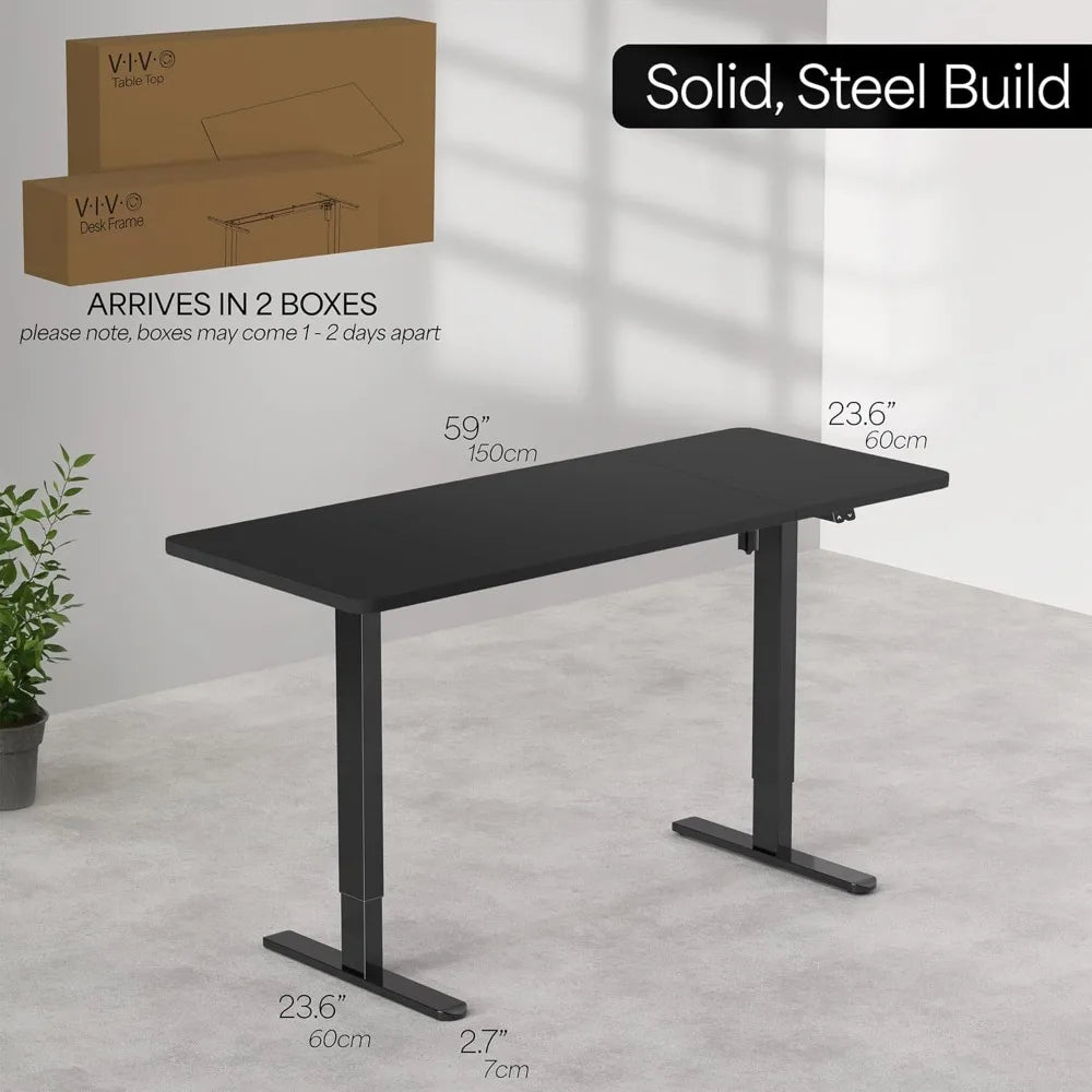 VIVO Electric 60 x 24 inch Stand Up Desk, Height Adjustable, Dark Gray Top Black Frame, Home and Office Furniture Sets, DESK-KIT