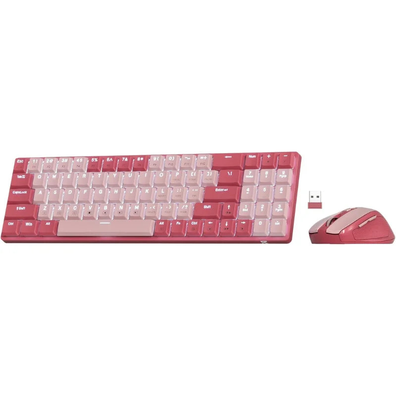 Redragon BS8772 Wireless Keyboard and Mouse Combo,78 Keys 2.4Ghz Wireless Low-Profile Mechanical Keyboard/2400 DPI Ergonomic Mou