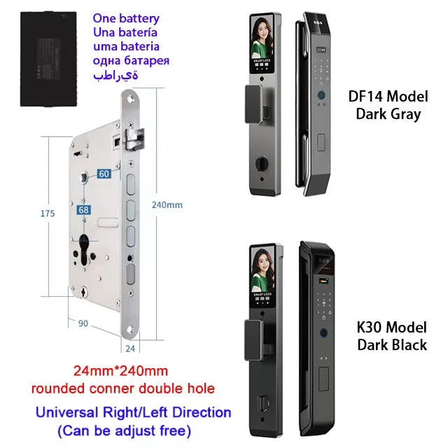 Tuya APP Smart Life APP Control Voice Intercom Smart Lock 3D Face Recognition Fingerprint Password Smart Door Lock With Camera