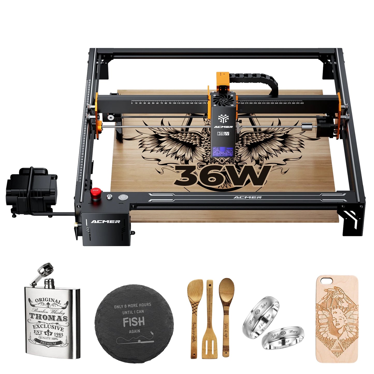 ACMER S2 PRO High Laser Power 36/48W Engraver Cutting CNC Machine 0.01mm Precision Double Axis Guide Rail For DIY & Crafting