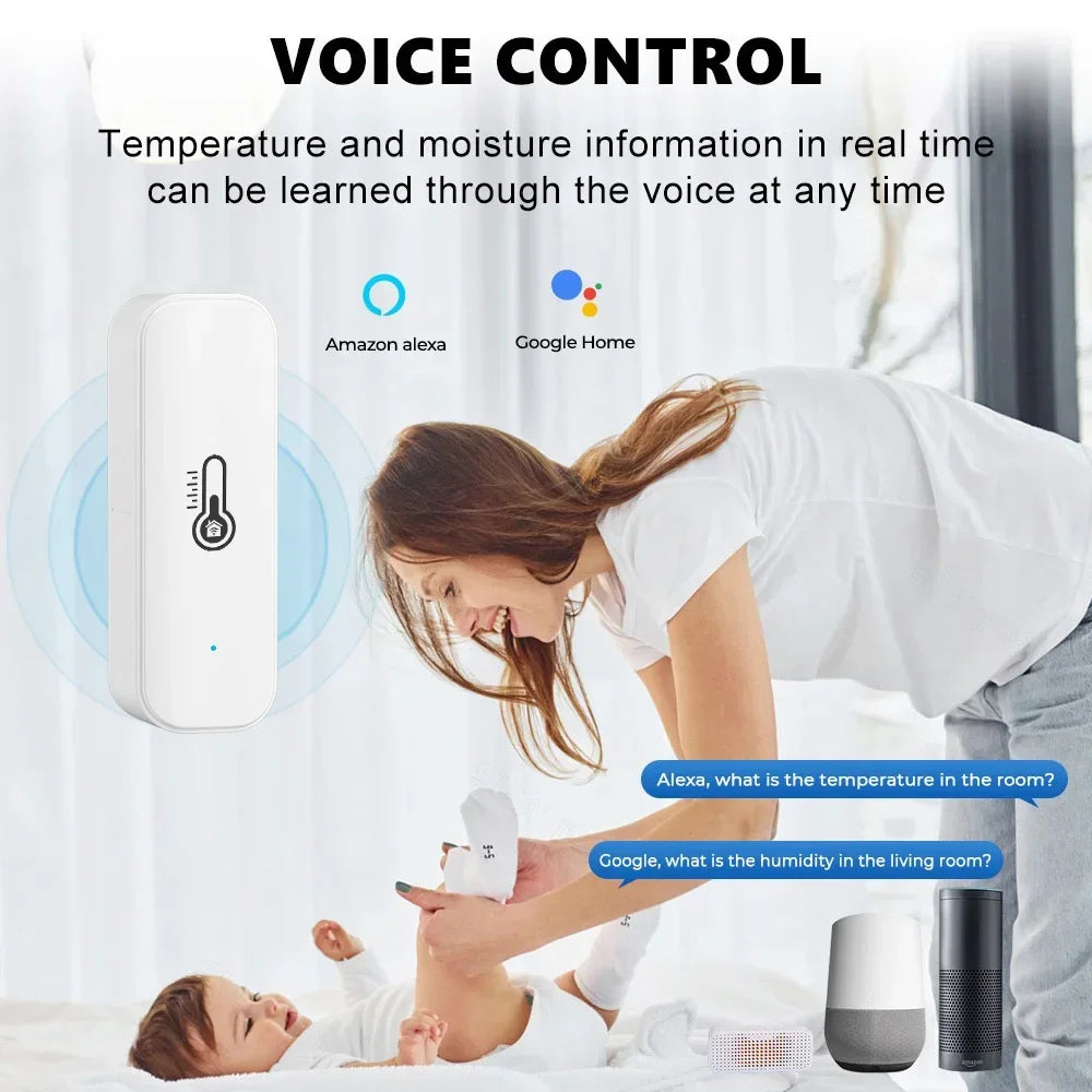 WiFi Temperature Humidity Sensor Home Connected Thermometer Compatible With Smart Life Alexa Google Assistant Minco heat mh