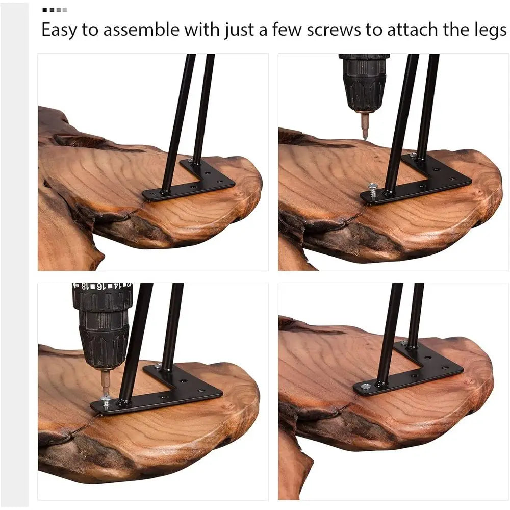 Handcrated Edge Coee Table | Natural Wood with Unique Organic Shape | Metal Hairpin Legs or Living Room, Side Table & Boho Decor