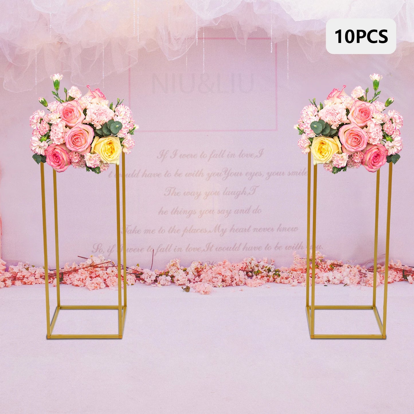10 Piece Metal Flower Rack, 60cm, Suitable For Wedding Flower Arrangement, Parties, Events, Home Decoration