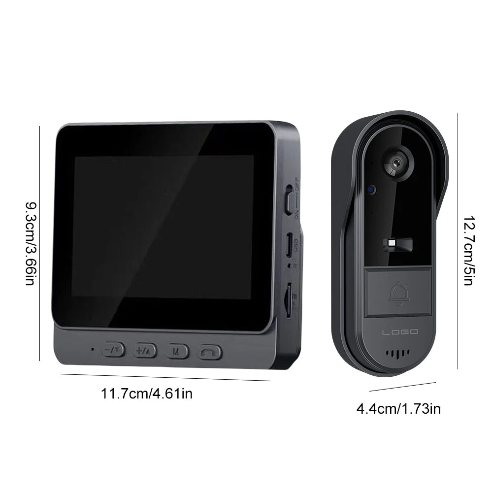 2.4G WiFi HD Doorbell Camera 4.3 Inch IPS Screen Smart Door Bell Waterproof Video Intercom Door Camera for Home Office Apartment