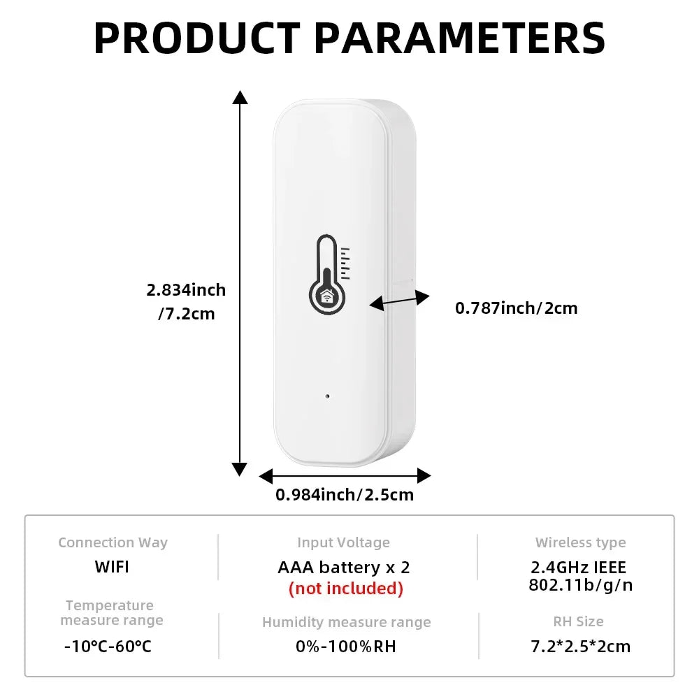 WiFi Temperature Humidity Sensor Home Connected Thermometer Compatible With Smart Life Alexa Google Assistant Minco heat mh