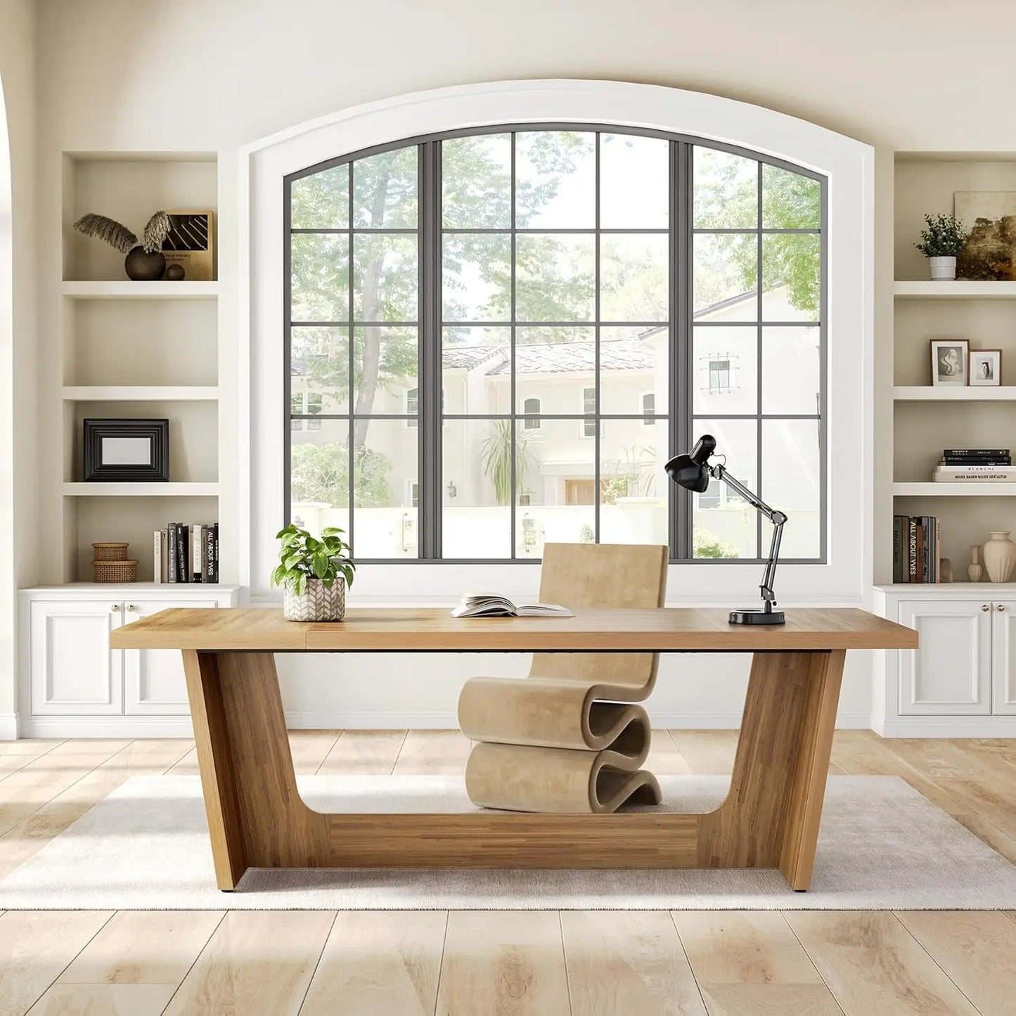 Executive Desk, Brown Computer Desk, Industrial Simple Study Writing Table, Large Workstation Business Furniture for Home Office