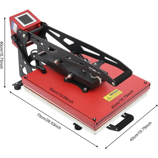 16"X20"1800WElectromagnetic Semi-Automatic Heat Press Machine-Clamshell Slide Out Base T-Shirt Press Heavy Duty Transfer Machine