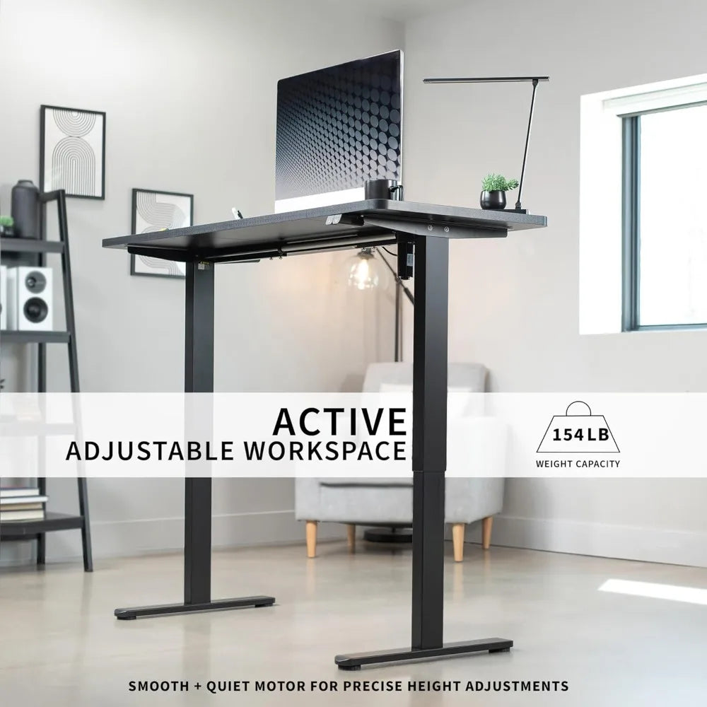 VIVO Electric 60 x 24 inch Stand Up Desk, Height Adjustable, Dark Gray Top Black Frame, Home and Office Furniture Sets, DESK-KIT