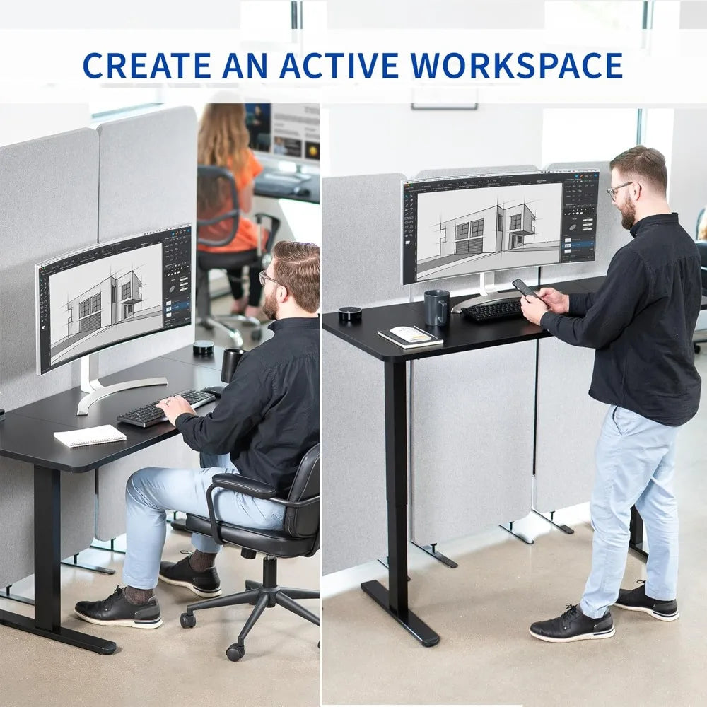 VIVO Electric 60 x 24 inch Stand Up Desk, Height Adjustable, Dark Gray Top Black Frame, Home and Office Furniture Sets, DESK-KIT
