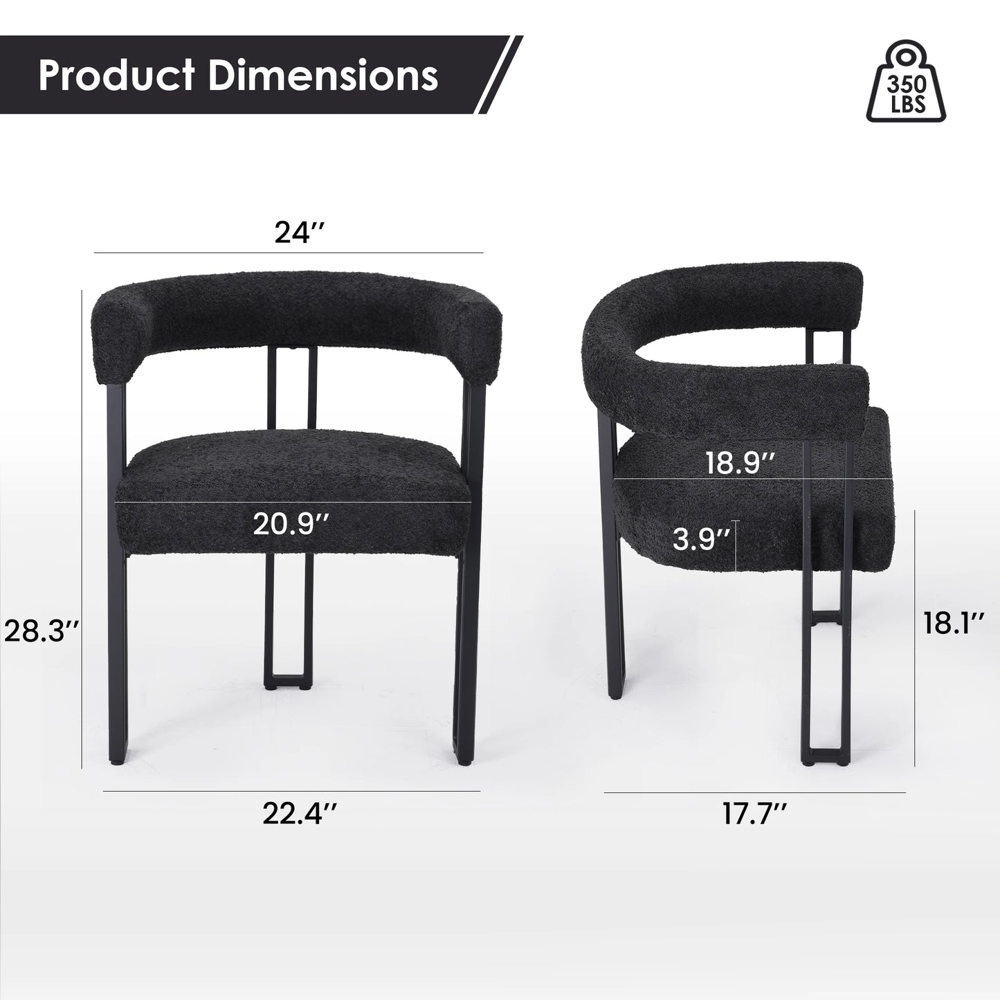 Farini Upholstered Dining Arm Chairs Set of 2, Modern Cushioned Accent Chairs with Metal Frame