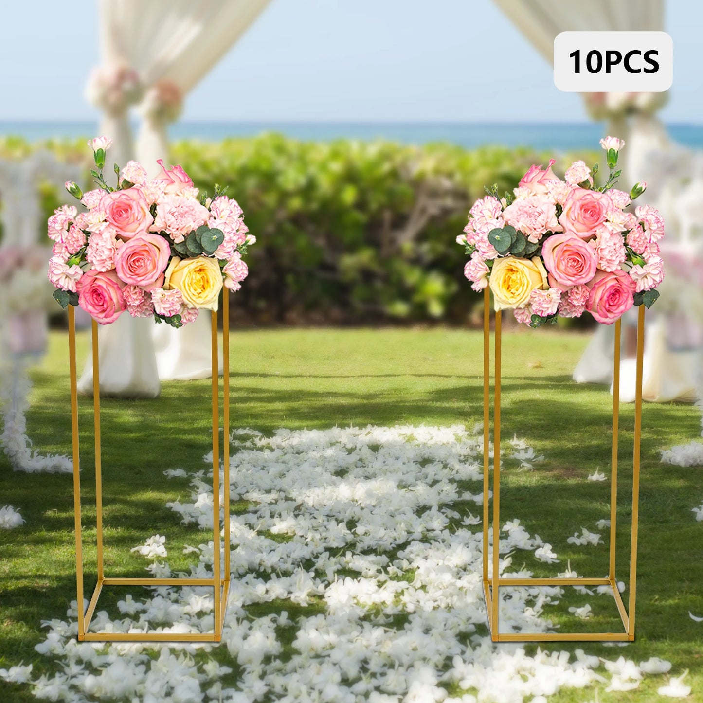 10 Piece Metal Flower Rack, 60cm, Suitable For Wedding Flower Arrangement, Parties, Events, Home Decoration