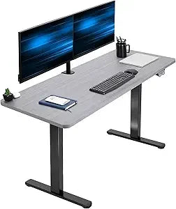 VIVO Electric 60 x 24 inch Stand Up Desk, Height Adjustable, Dark Gray Top Black Frame, Home and Office Furniture Sets, DESK-KIT