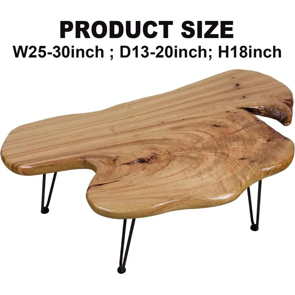 Handcrated Edge Coee Table | Natural Wood with Unique Organic Shape | Metal Hairpin Legs or Living Room, Side Table & Boho Decor