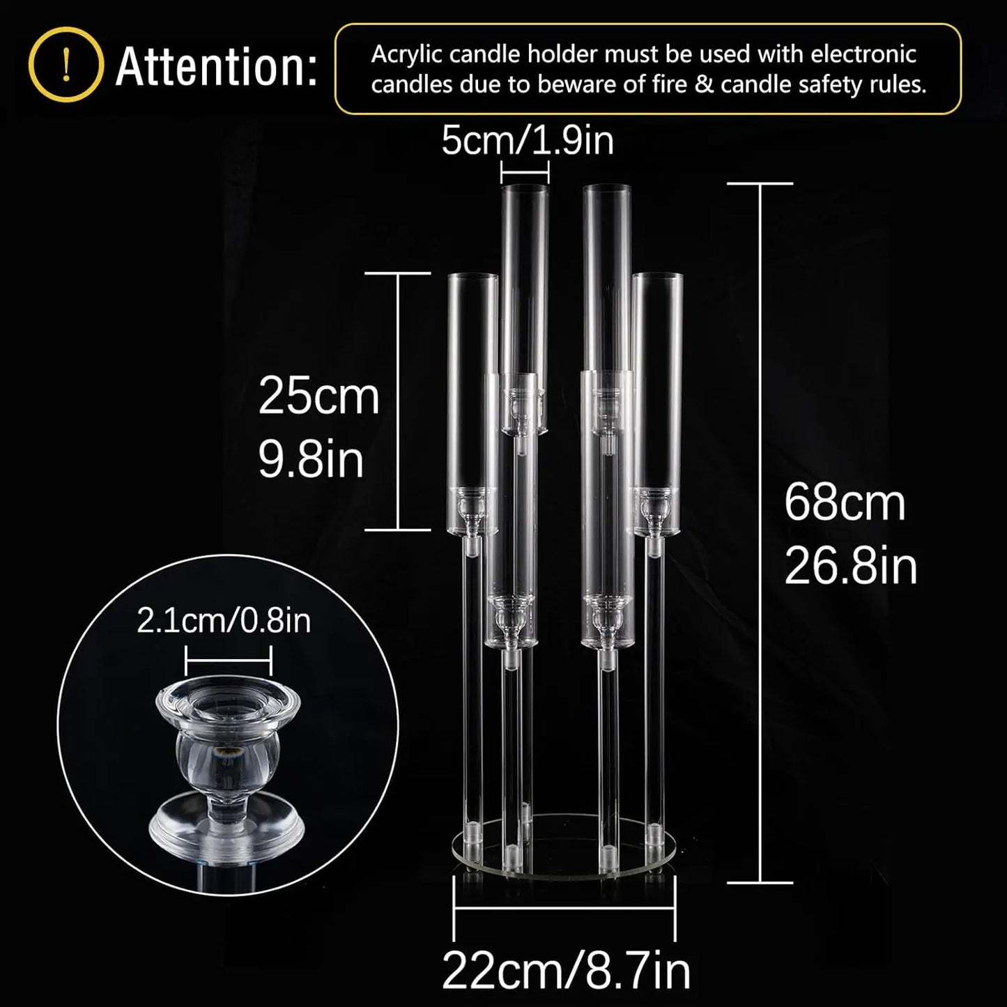 4pcs Acrylic Candle Holder 6 Arm Candelabras Centerpieces for Table 26.8'' Candle Holder for Wedding Birthday Party Home Decor