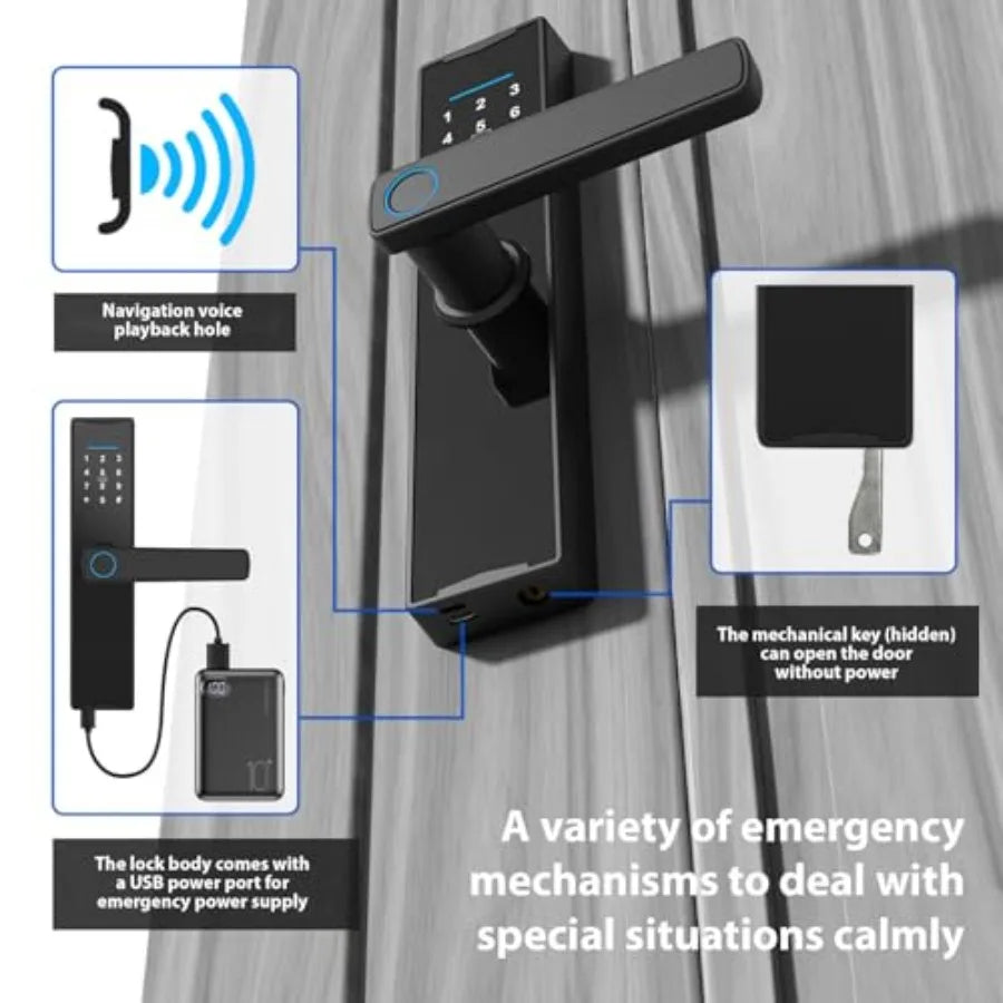 WiFi Smart Lock Tuya Smart Fingerprint Lock Door Lock Keypad Door Lock with Handle Fingerprint Electronic Deadbolt Smart Door L