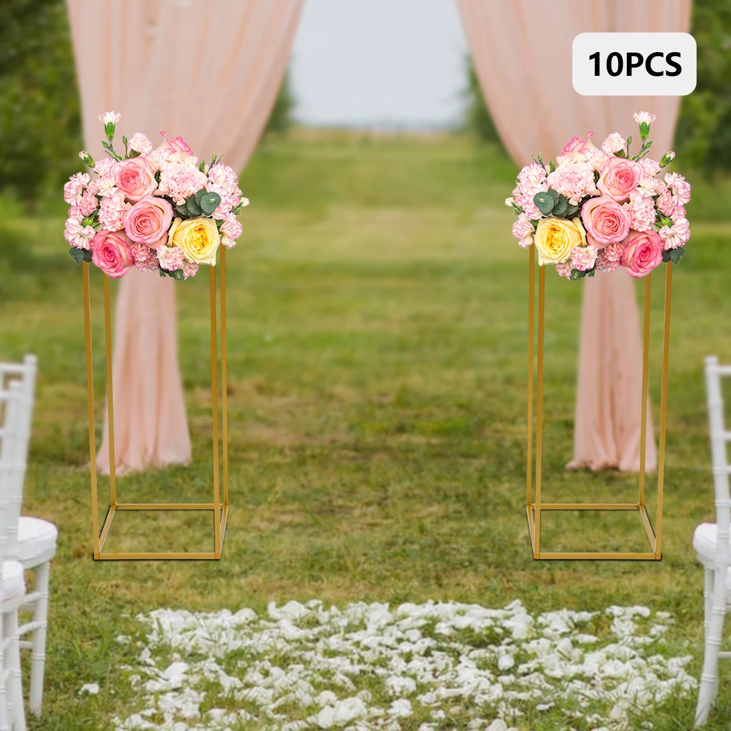 10 Piece Metal Flower Rack, 60cm, Suitable For Wedding Flower Arrangement, Parties, Events, Home Decoration