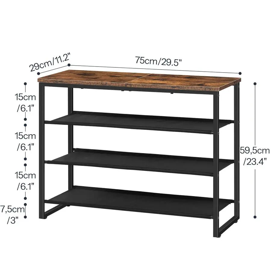 Shoe Rack, 4 Tier Shoe Storage Organizer with 3 Oxford Fabric Shelves and Top Panel, Holds 1216 Pairs of Shoes for Entryway and