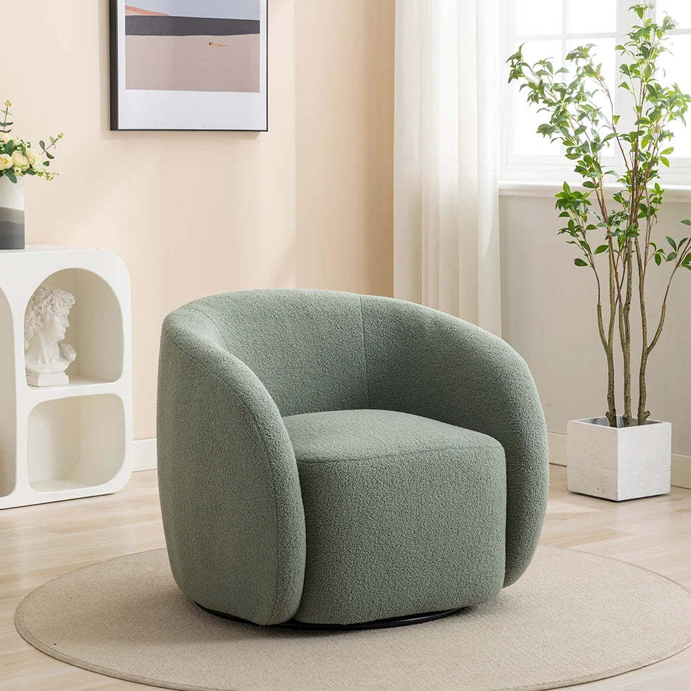 SEYNAR Modern Velvet 360 Degree Swivel Accent Armchair,Upholstered Round Barrel Side Chair for Living Room