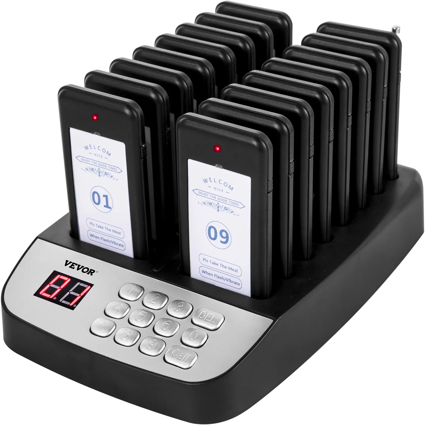 SucceBuy Wireless Restaurant Buzzer Pager 10-20 Coasters Paging Guest Calling Queuing System Touch Screen for Coffee Shop
