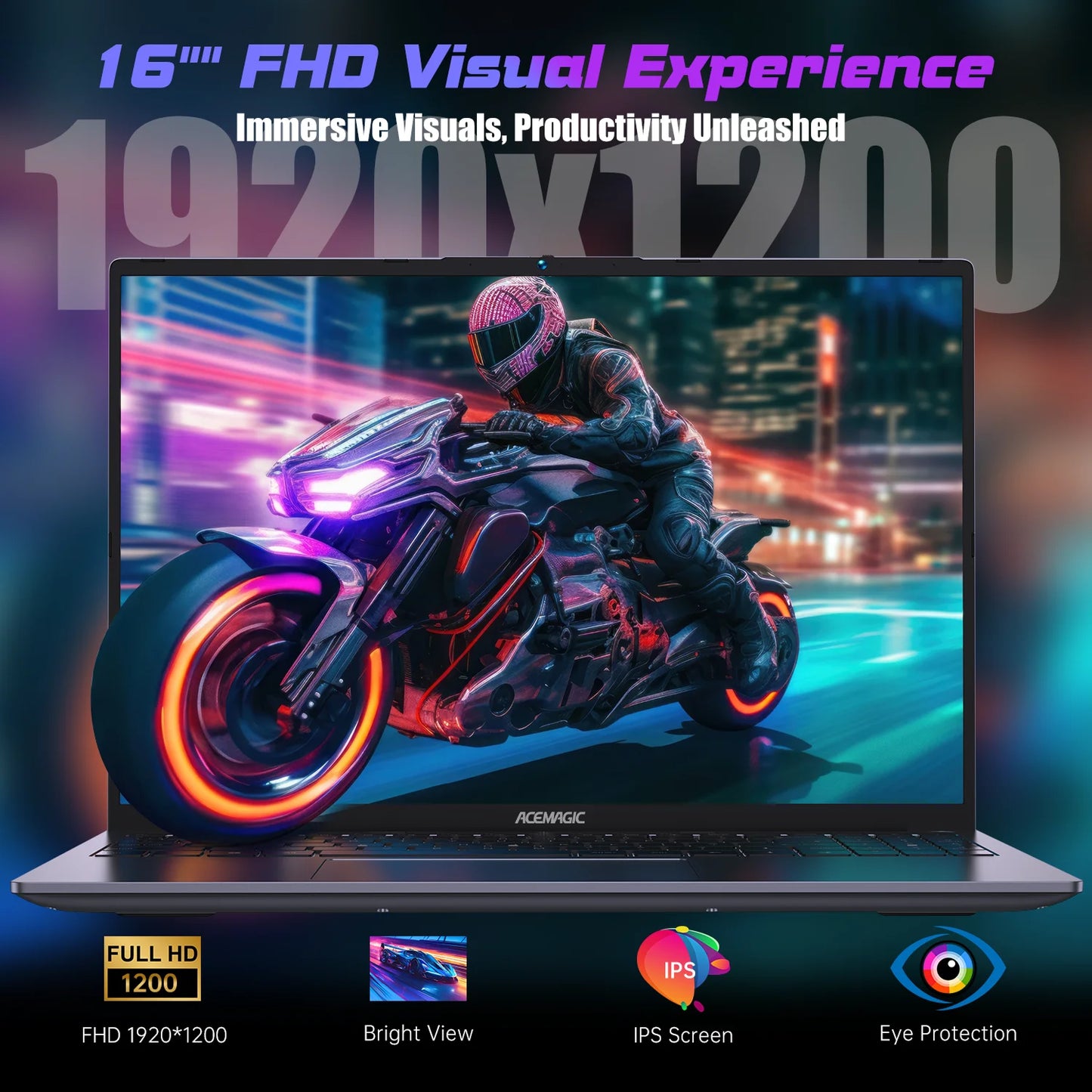 ACEMAGIC RX16 AMD Ryzen 7 7735HS /H255 16" Ultra Slim 4400MAH Laptop 16GB Ram 512GB Rom Windows 11Pro BT5.2 Wifi 6 Notebook