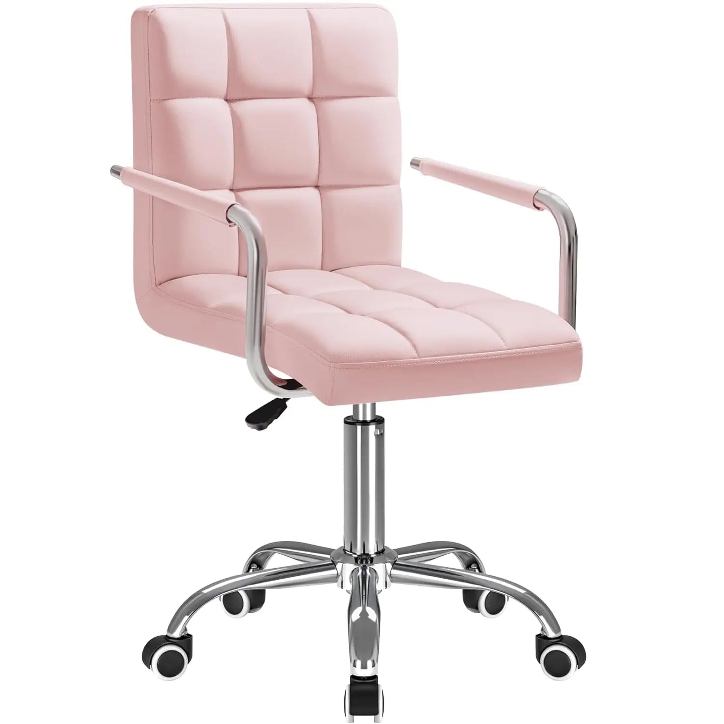 Furmax Mid-Back Office Task Chair Ribbed PU Leather Executive Chair Modern Adjustable Home Desk Retro Comfortable Work Chair 360