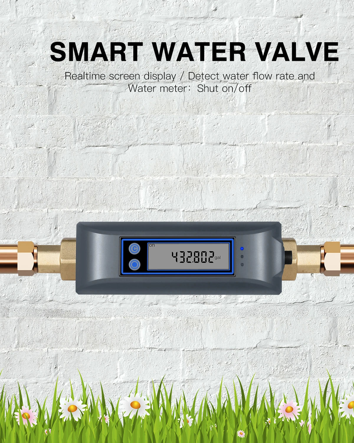 Haozee Tuya Smart WiFi Water Shutoff Valve Water Flow Rate And Water Meter Shut On/Off Remote Control Real Time Display
