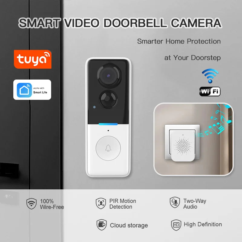 Wireless Doorbell Camera: Battery-Powered, Dual Time Announcement, High Definition, Two-Way Audio, Night Vision Smart Doorbell