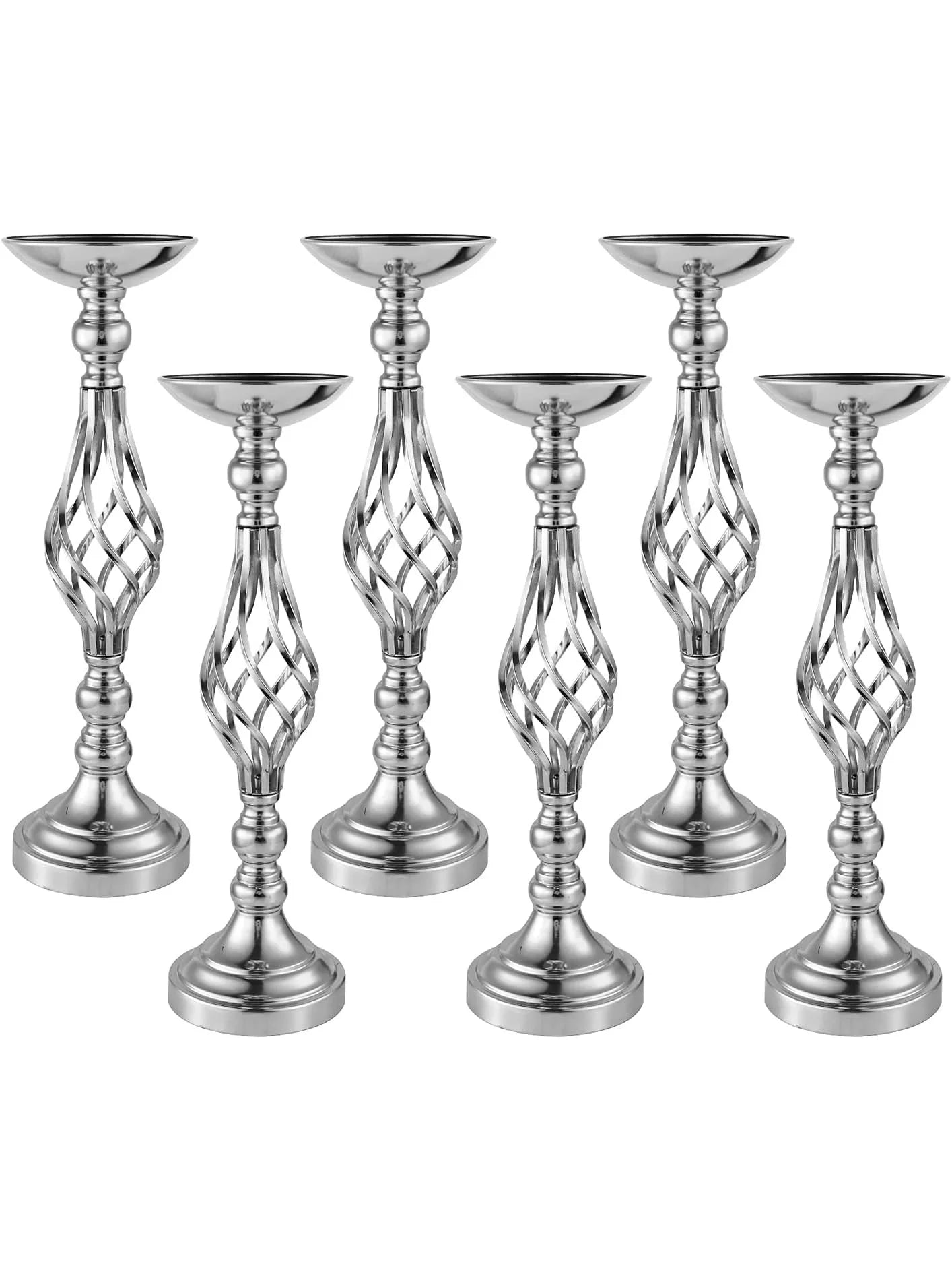 6pcs Silver Metal Flower Vases18.7Inches Wedding Vases Centerpieces for Tables Flower Stand for Party,Birthday Flowers Vase