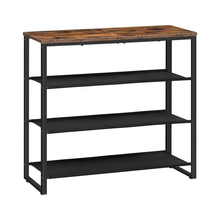 Shoe Rack, 4 Tier Shoe Storage Organizer with 3 Oxford Fabric Shelves and Top Panel, Holds 1216 Pairs of Shoes for Entryway and