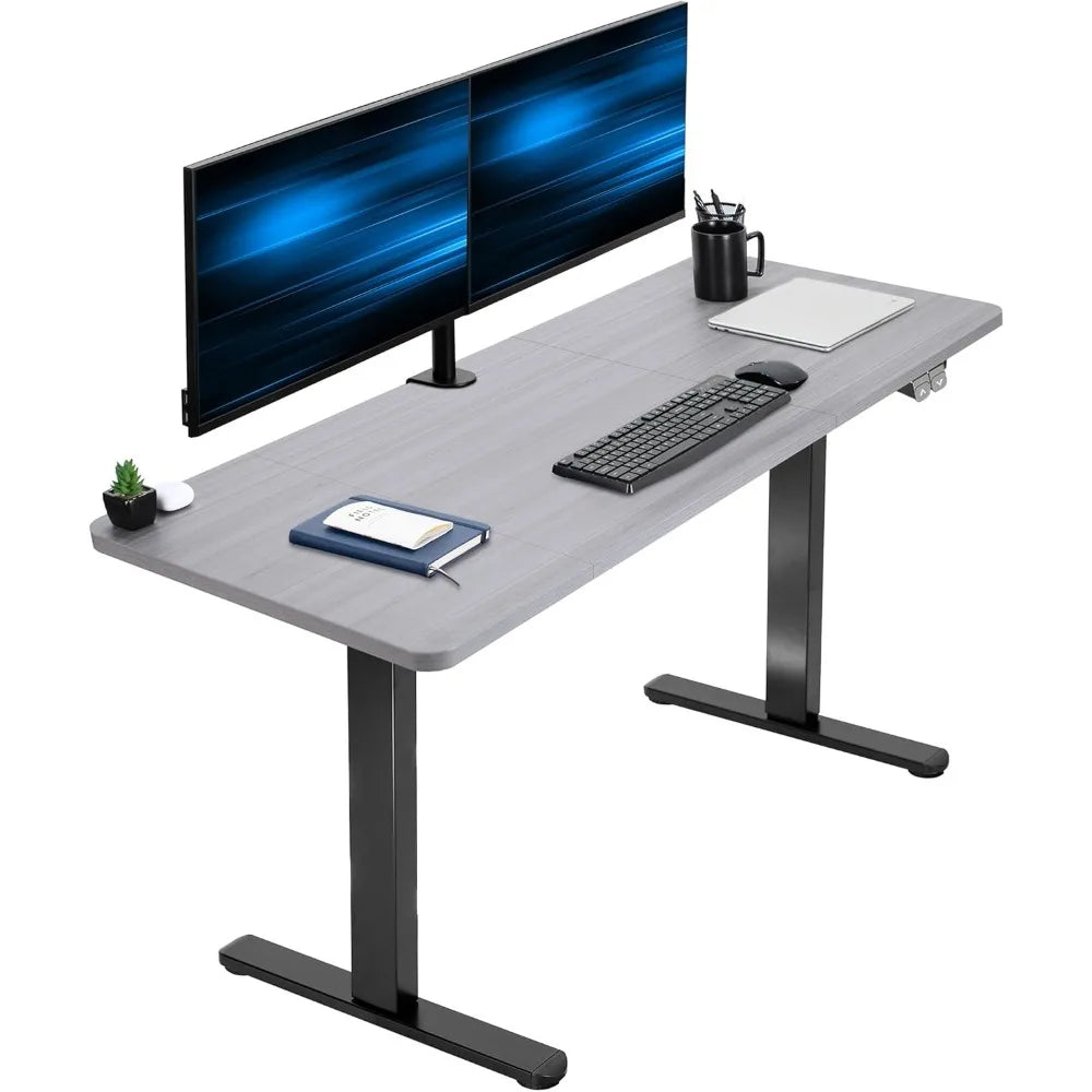 VIVO Electric 60 x 24 inch Stand Up Desk, Height Adjustable, Dark Gray Top Black Frame, Home and Office Furniture Sets, DESK-KIT