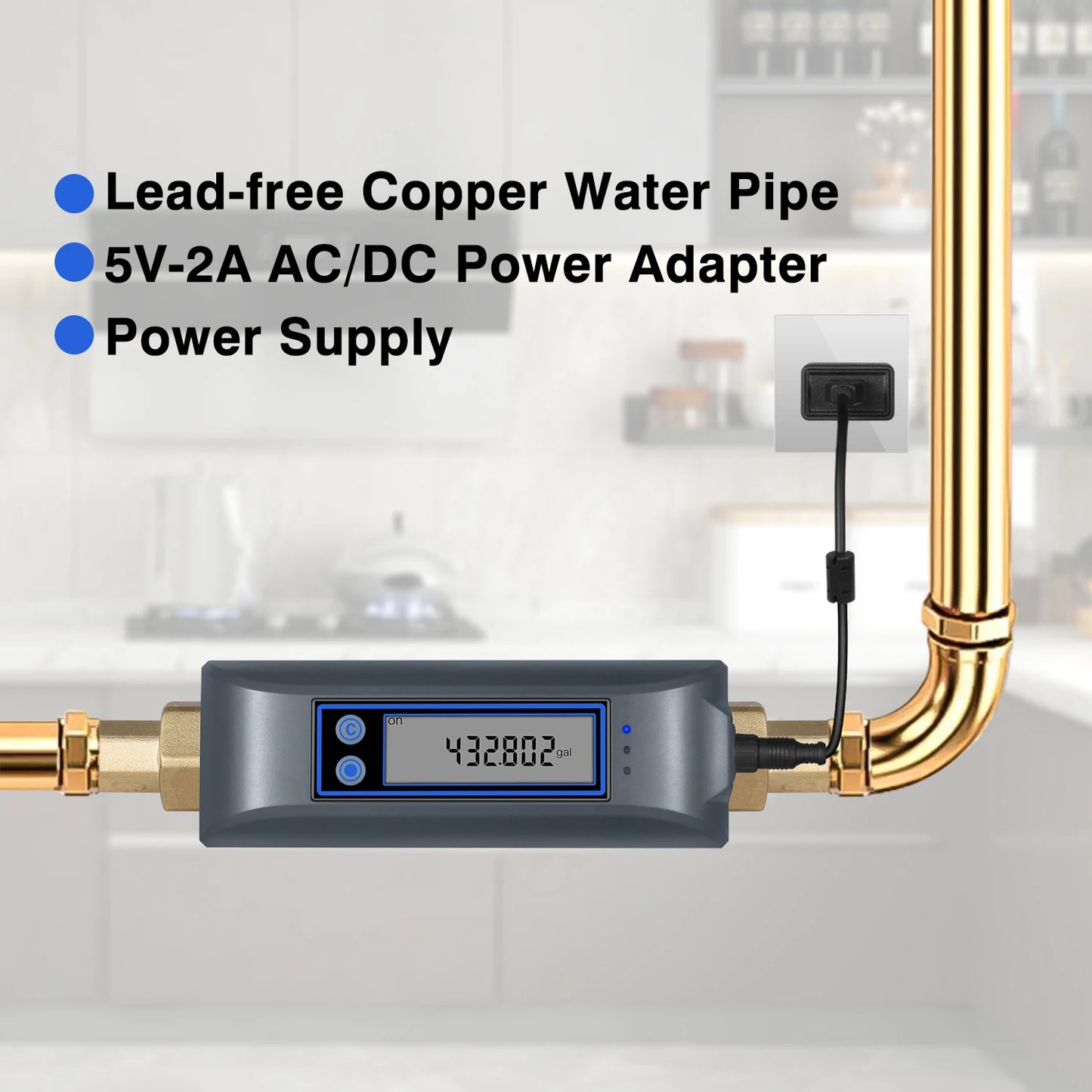 Haozee Tuya Smart WiFi Water Shutoff Valve Water Flow Rate And Water Meter Shut On/Off Remote Control Real Time Display