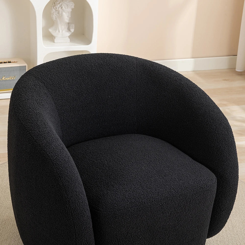 SEYNAR Modern Velvet 360 Degree Swivel Accent Armchair,Upholstered Round Barrel Side Chair for Living Room