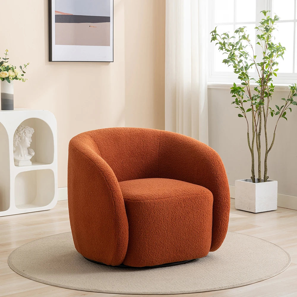 SEYNAR Modern Velvet 360 Degree Swivel Accent Armchair,Upholstered Round Barrel Side Chair for Living Room