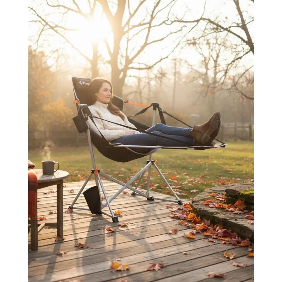 Hammock Chair with Footrest Heavy Duty Swinging Rocking Camping Chairs for Adults up to 400lbs, Folding Portable Oversized Rock