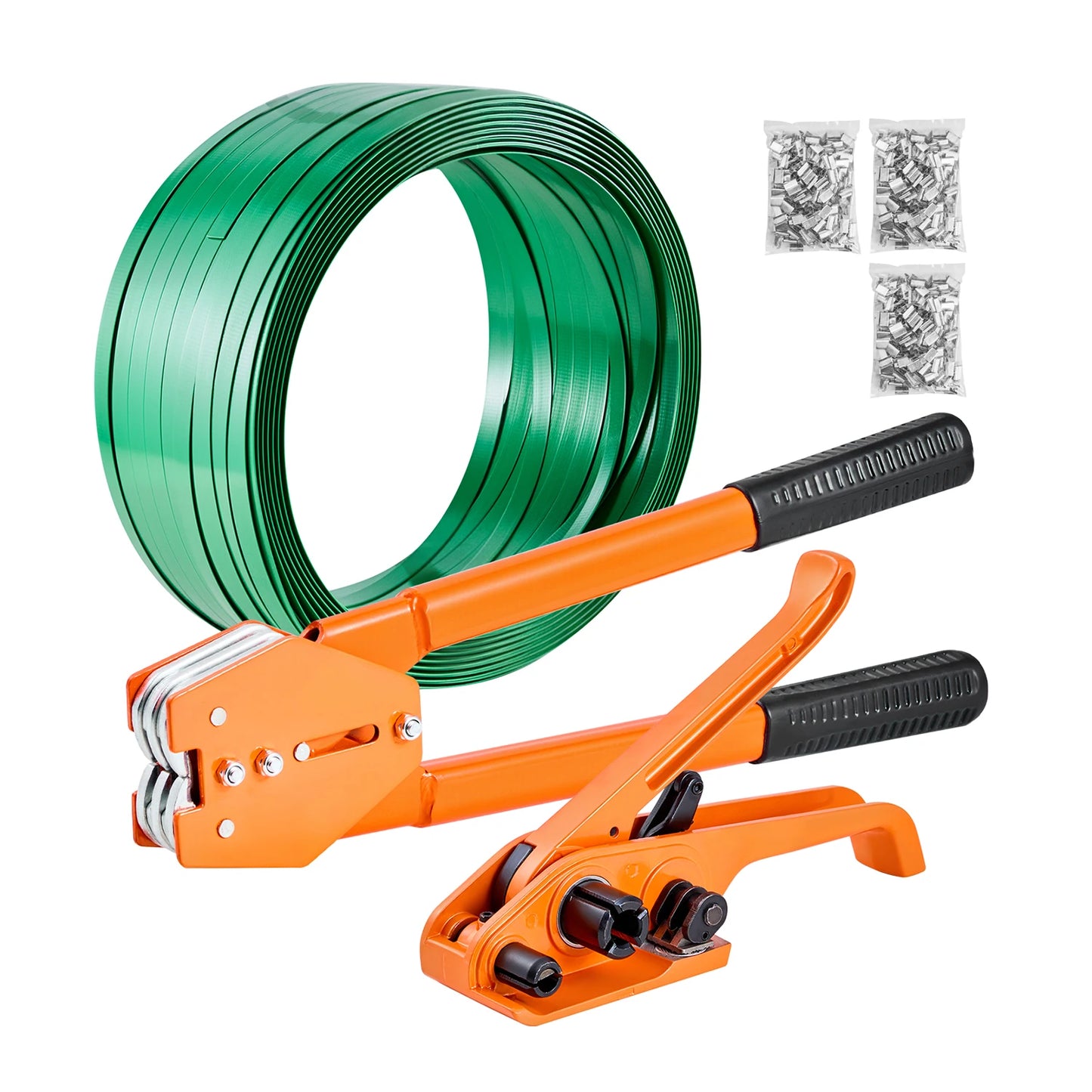 SucceBuy Manual Plastic Strapping Banding Machine Packing Strap Baler with Tension Tool 1000ft PET Band 300 Metal Seals Kit