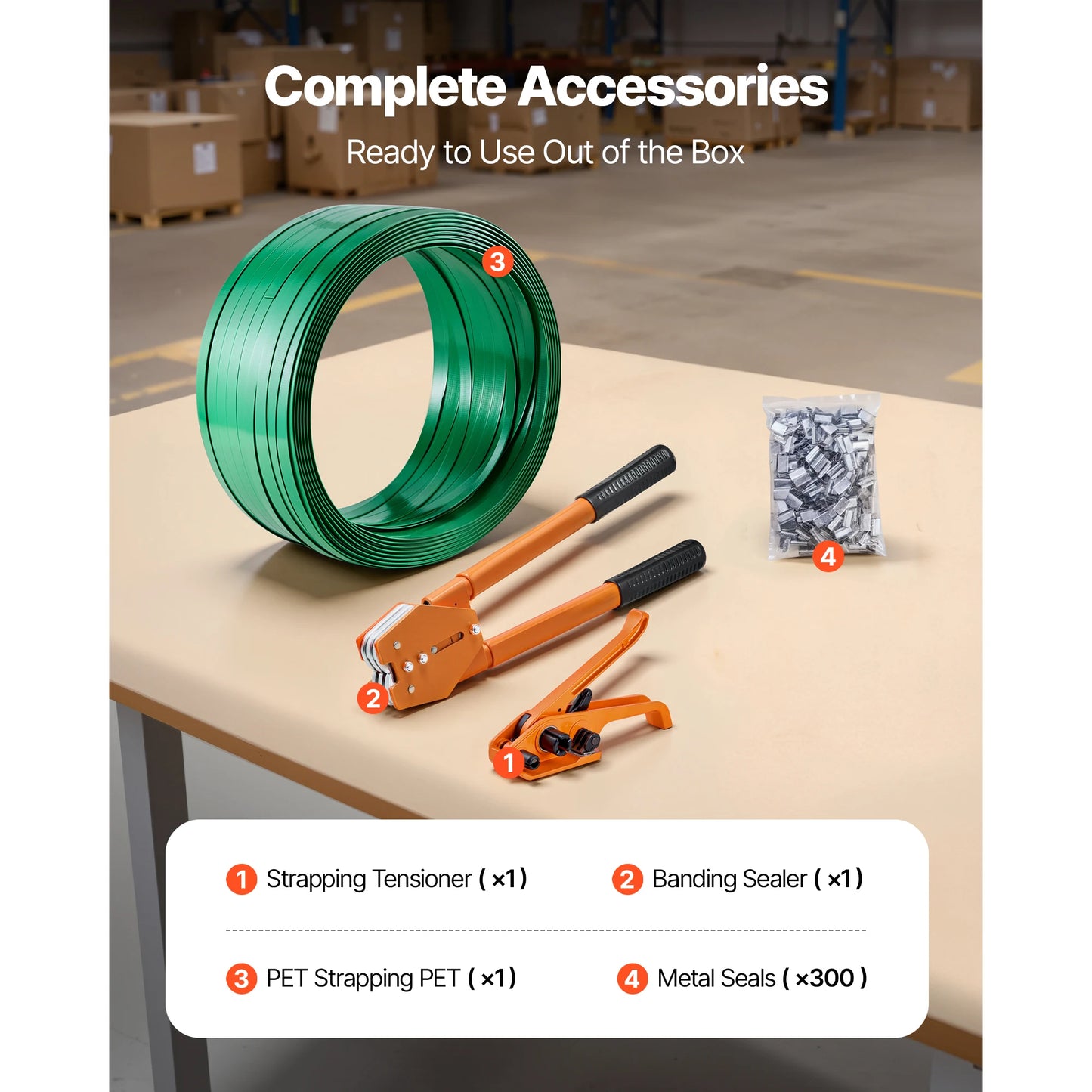 SucceBuy Manual Plastic Strapping Banding Machine Packing Strap Baler with Tension Tool 1000ft PET Band 300 Metal Seals Kit