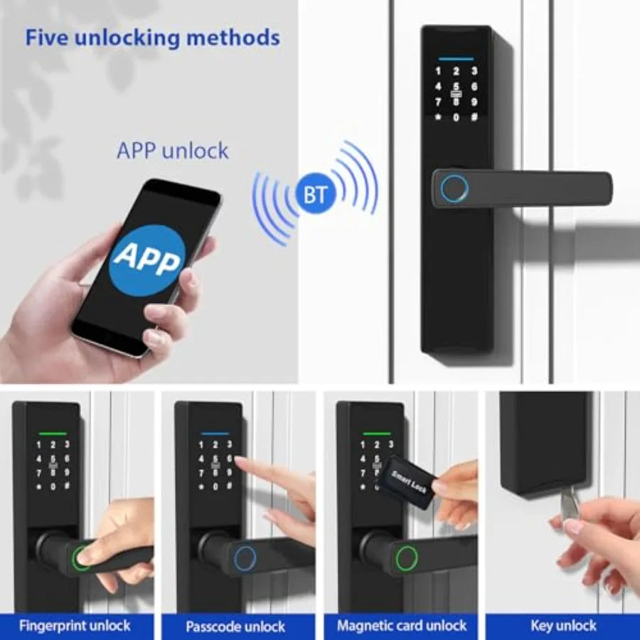 WiFi Smart Lock Tuya Smart Fingerprint Lock Door Lock Keypad Door Lock with Handle Fingerprint Electronic Deadbolt Smart Door L