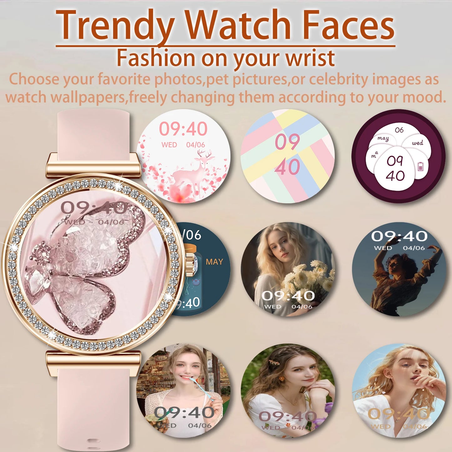 Women Smart Watch(Wireless Calls),1.29" Touchscreen Smartwatch for iPhone/Android with Sport Modes, Women Function/Perfect Gifts