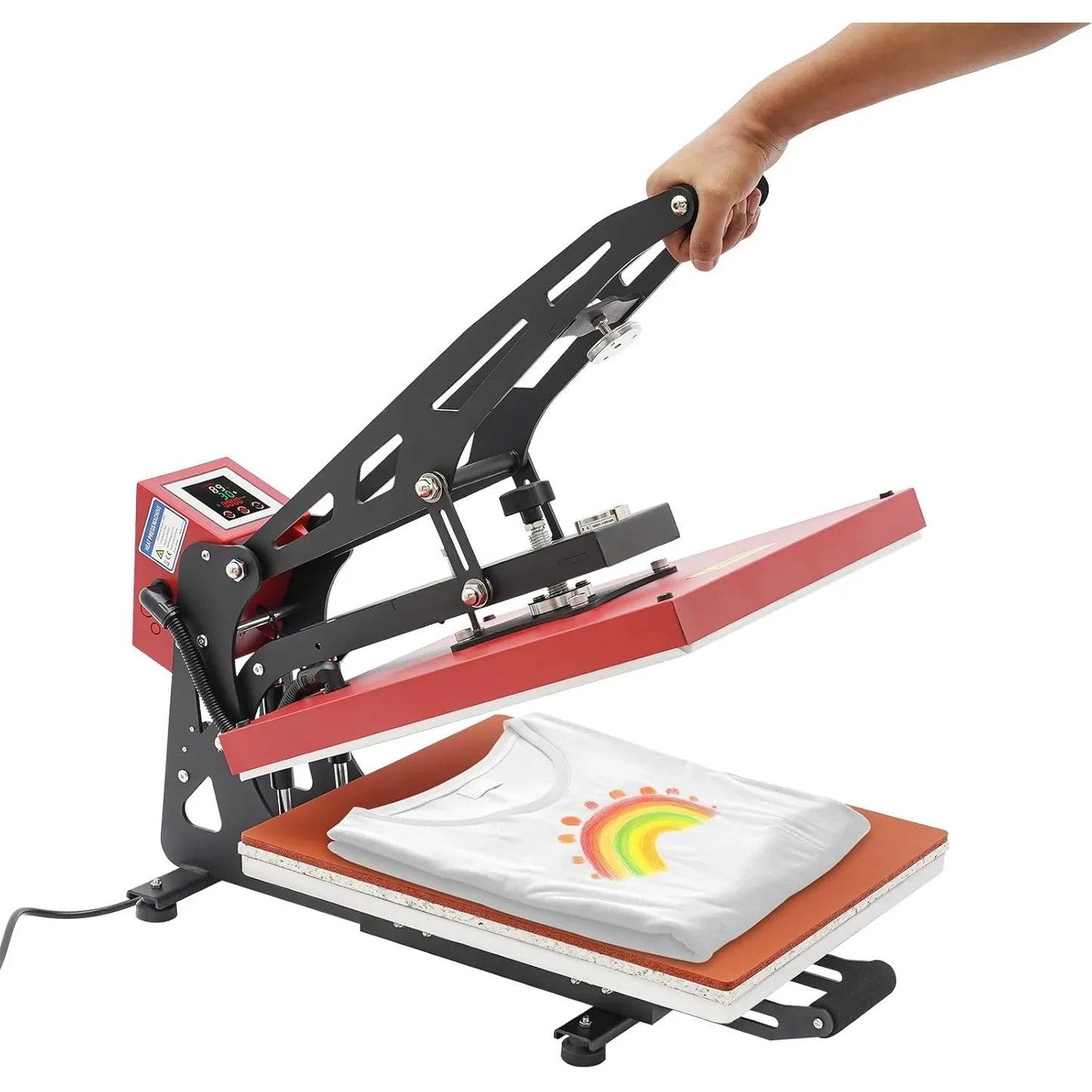 16"X20"1800WElectromagnetic Semi-Automatic Heat Press Machine-Clamshell Slide Out Base T-Shirt Press Heavy Duty Transfer Machine