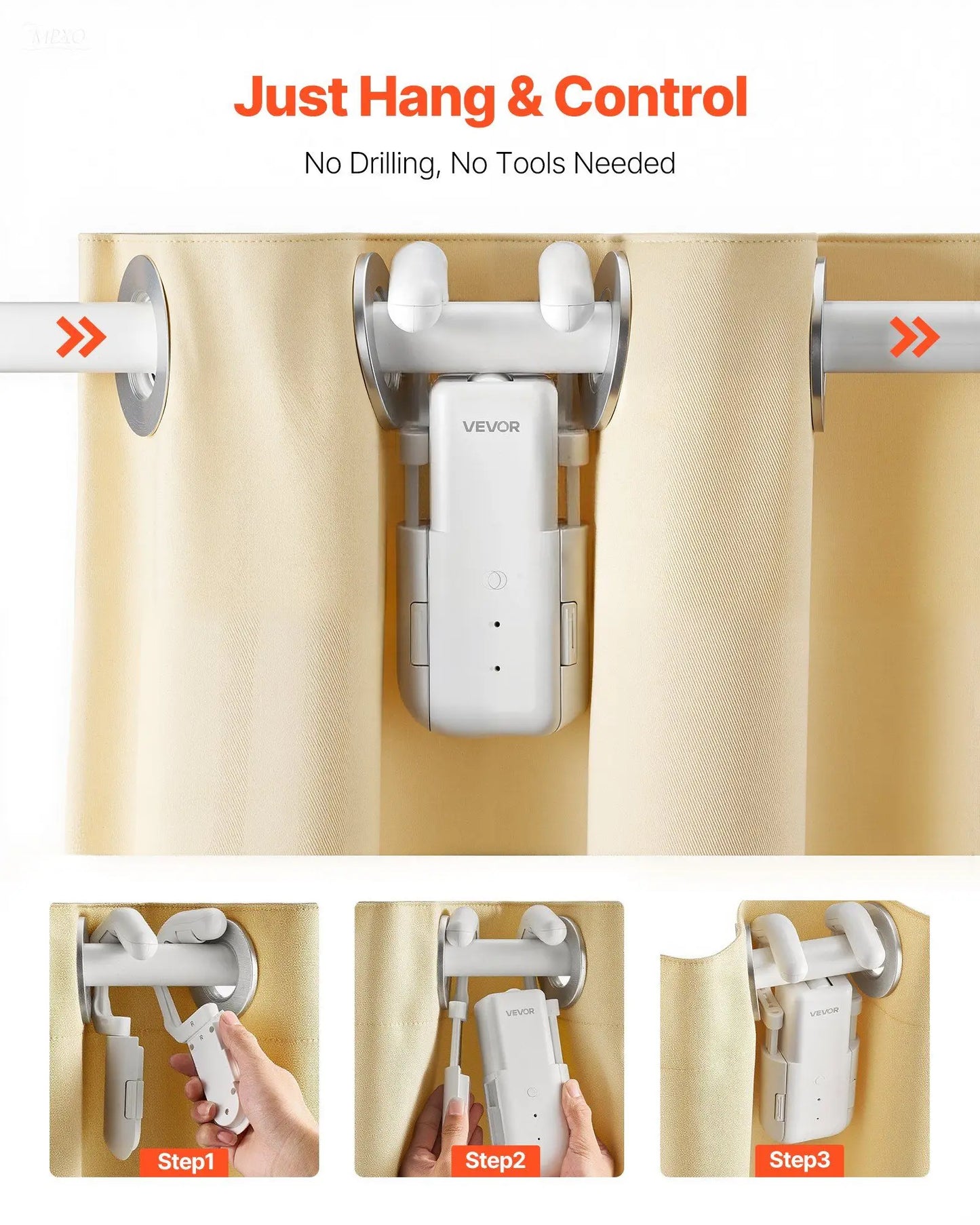 Smart Curtain Opener Automatic Motorized Curtain Rod with Hub,Remote and App Control Electric Curtain Opener with Silent Mode