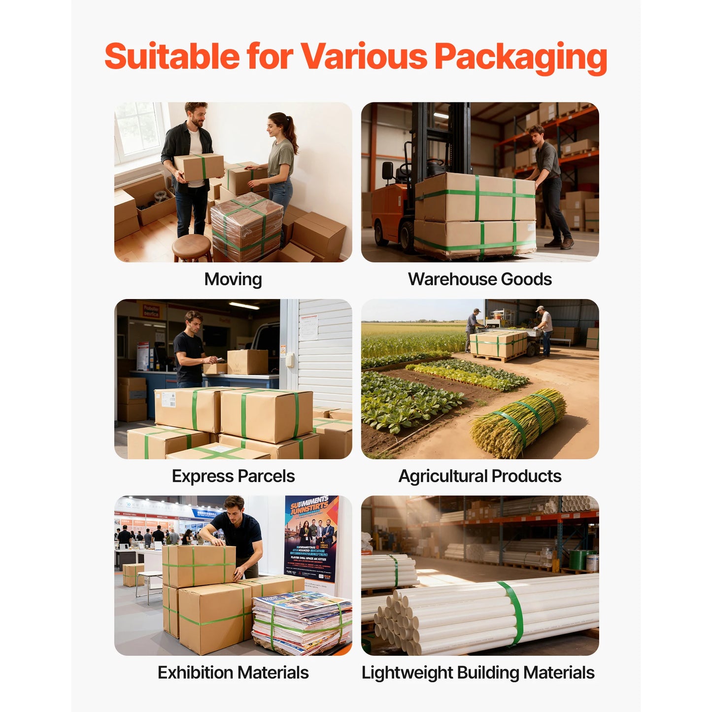 SucceBuy Manual Plastic Strapping Banding Machine Packing Strap Baler with Tension Tool 1000ft PET Band 300 Metal Seals Kit