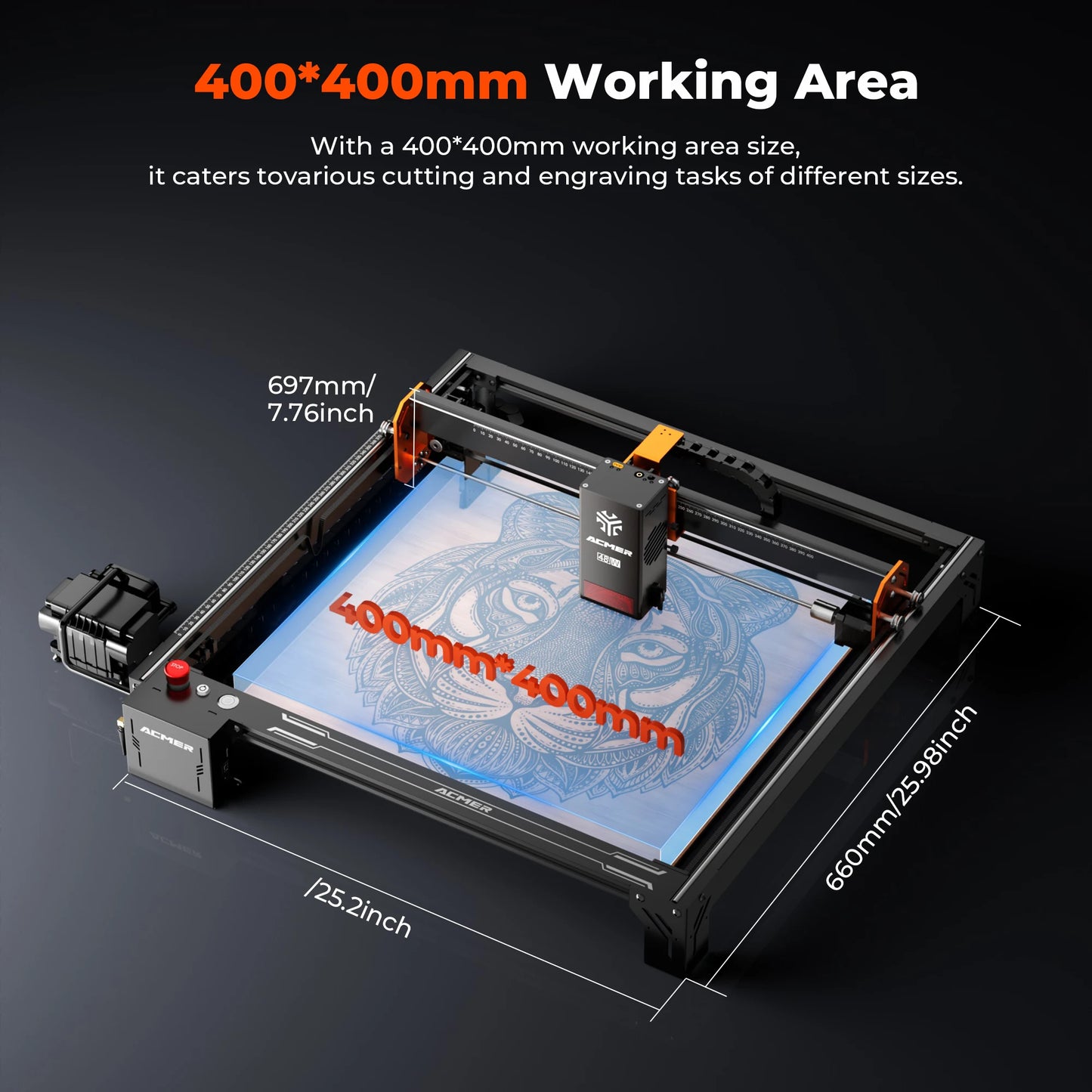 ACMER S2 PRO High Laser Power 36/48W Engraver Cutting CNC Machine 0.01mm Precision Double Axis Guide Rail For DIY & Crafting