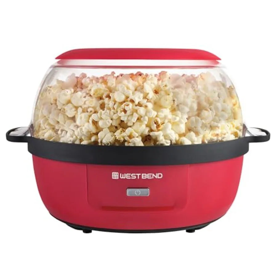 Stir Crazy Hot Oil Popcorn Popper Popcorn Maker Machine with Large Serving Bowl Lid and Stirring Rod 6-Qt. Red