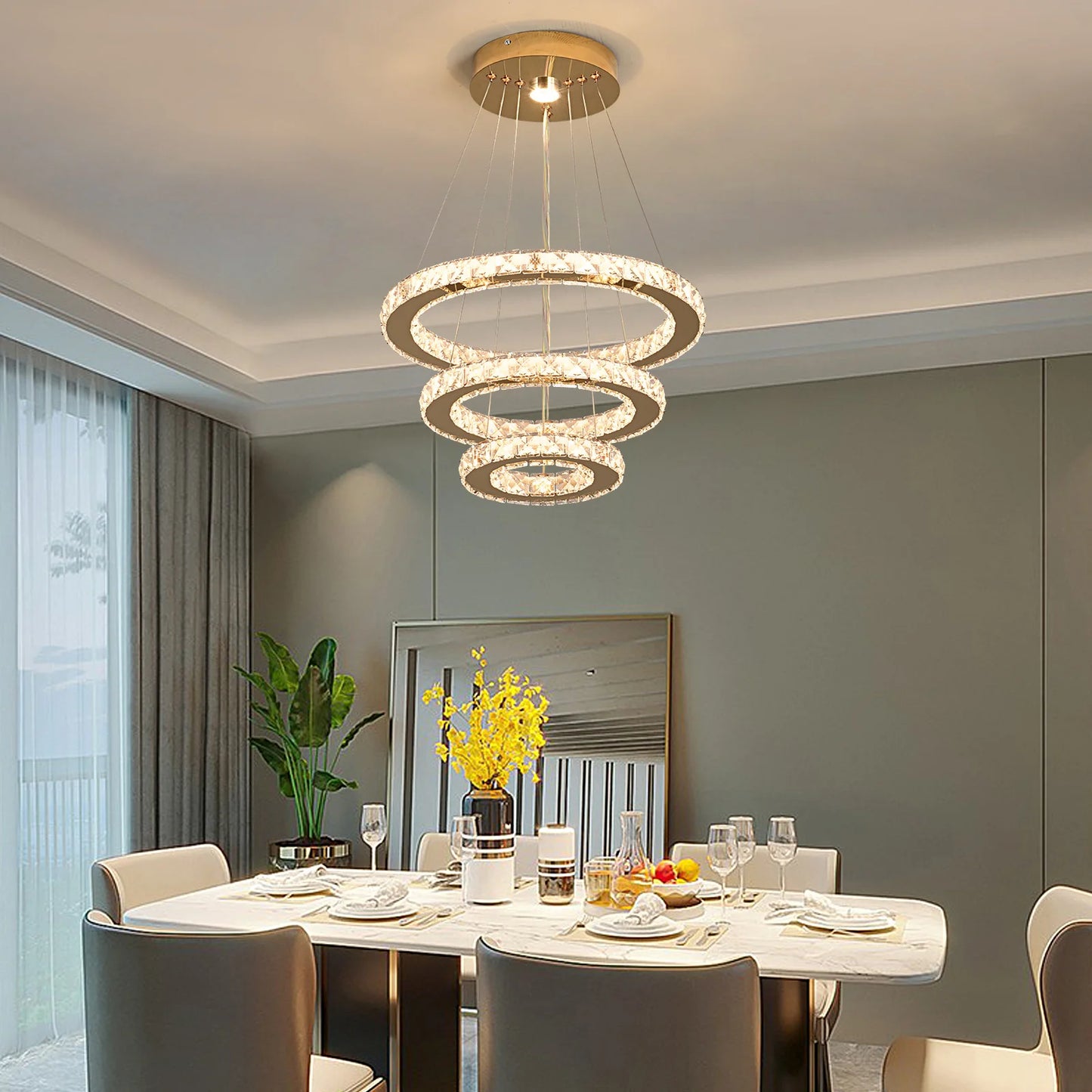 French luxury crystal chandeliers Hall living room Led ceiling lamp pendant ceiling light Room Kitchen Dining table decoration ﻿