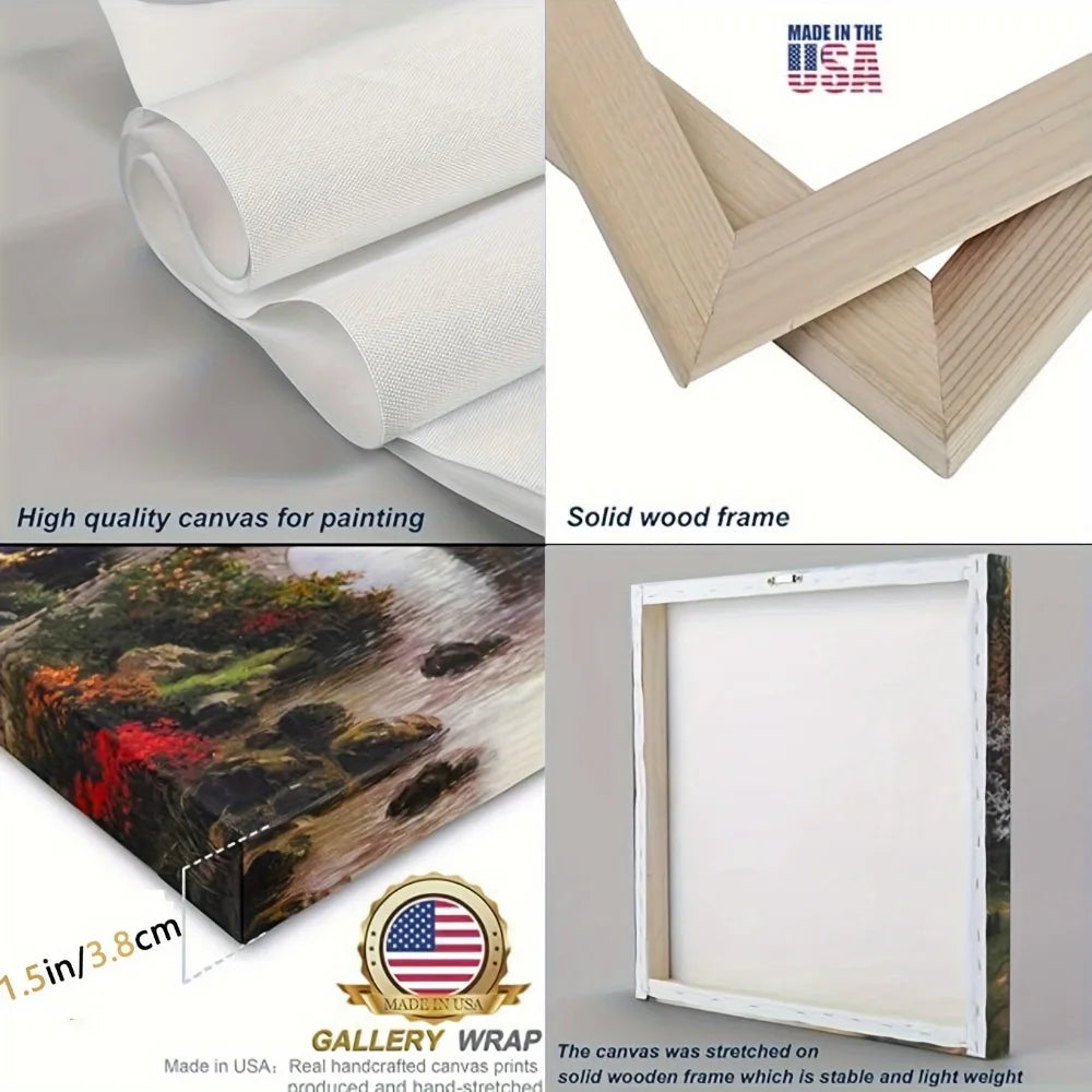 Hand-painted oil paintings in abstract geometric shapes, art wall decoration, 1.5 inch thick pine solid wood frame