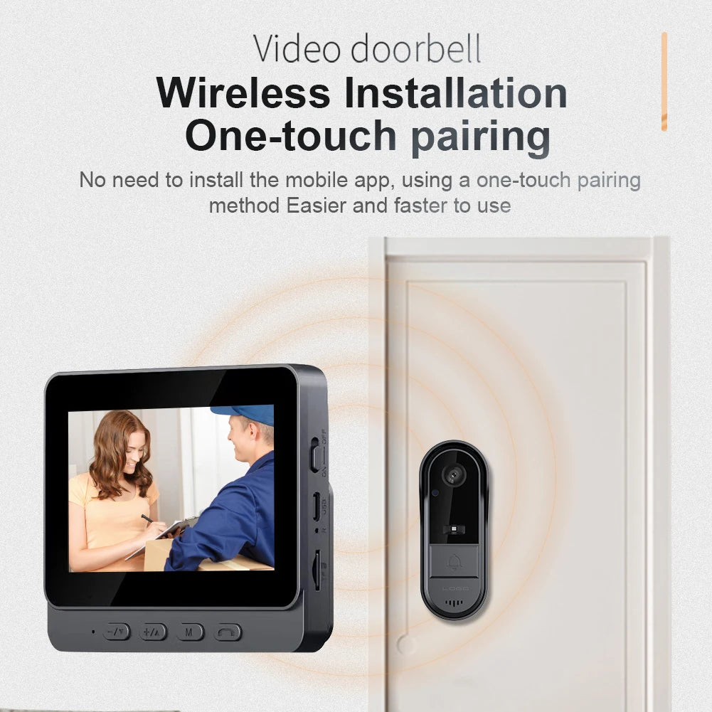 2.4G WiFi HD Doorbell Camera 4.3 Inch IPS Screen Smart Door Bell Waterproof Video Intercom Door Camera for Home Office Apartment