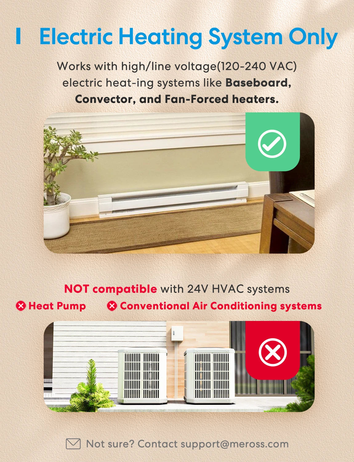 Meross Smart Matter Thermostat MTS215 US for Electric Baseboard Heater Energy Monitor Supported Wifi Heating Thermostat